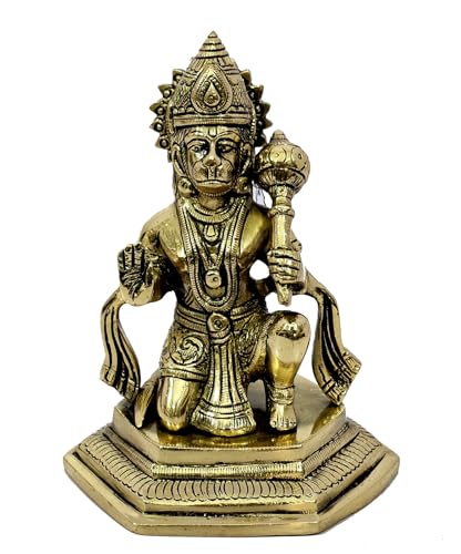 ESPLANADE Brass Hanuman Anjaneya Pavan Putra Bajrangbali Maruti Idol Murti Moorti Statue (6" Inches)