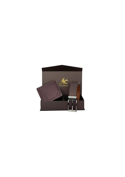 HORNBULL Mens Gift Combo Brown Wallet and Brown Belt | RFID Wallet for Men | Genuine Leather Men's Combo BW3095