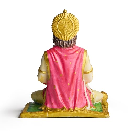 ESPLANADE Resin Hanuman Idol for Car Dashboard – Bajrangbali Murti in Sitting Blessing Pose for Home Temple & Office Décor, Multicolour Sankat Mochan Miniature Desk Statue (7" Inches)