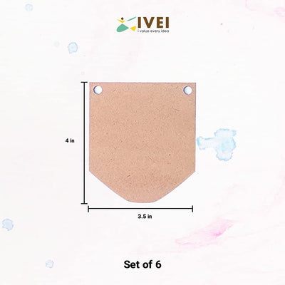 IVEI DIY Wood Sheet Craft - MDF Cutouts Bunting/Toran - Scallop Painting MDF Wooden Sheet Craft - 6pcs for Decoupage MDF Plains, Resin Art Work & Decoration