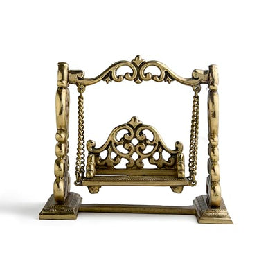 Esplanade Brass Ladoo Gopal Swing Jhula – 9" Handcrafted Krishna Jhoola Statue for God Idol, Mandir Pooja Décor, Janmashtami Showpiece