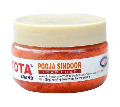 Tota Sindoor for Pooja, Tilak, Hanumanji and Ganesh ji Puja| 100% Lead Free | Pack of 4 (20gm x 4) | Colour, Orange
