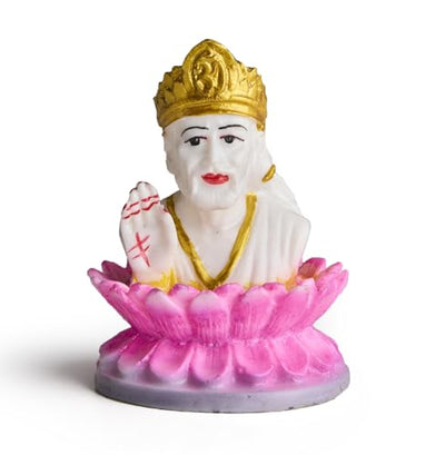 ESPLANADE Murti for Car Dashboard – Ashirwad Idol for Home Temple, Office Décor – Resin Figurine (Sai Baba)