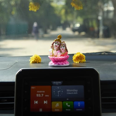 ESPLANADE Murti for Car Dashboard – Ashirwad Idol for Home Temple, Office Décor – Resin Figurine (Radha Krishna)