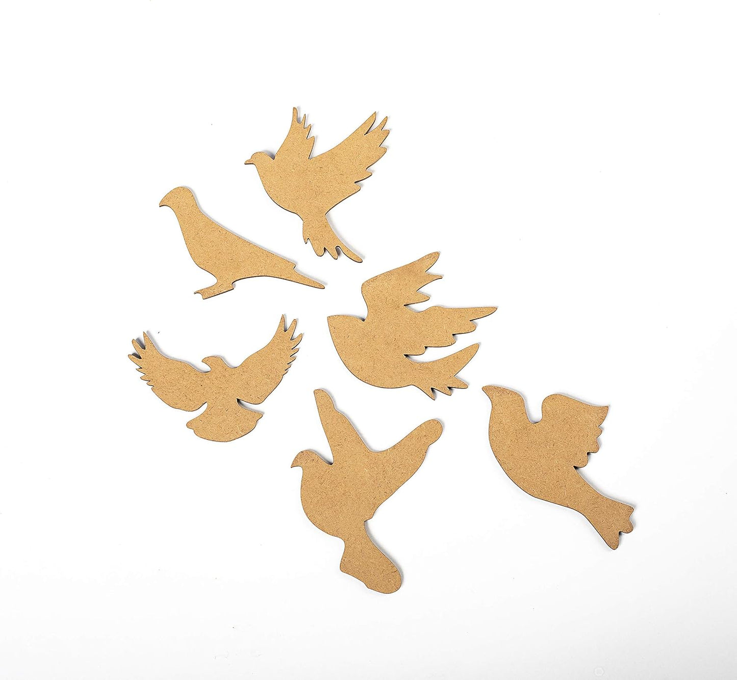 IVEI MDF Bird Cutouts/Embellishments - DIY Craft Materials - Bird-Shaped MDF Blank Cutouts for Painting, Wooden Sheet Craft Board for Resin & Fluid Art, Decoupage, Mandala Art, Pyrography - Set of 15