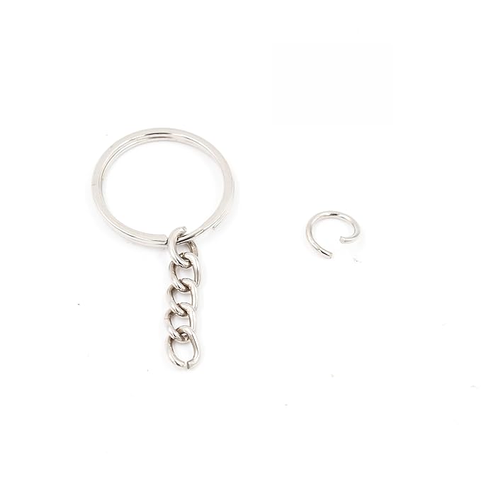 IVEI DIY Keychain Rings with Open Jump Rings for Craft | Metal Split Keyring of 25mm | Set of 100 for Jewlery, Charms and Purse Making | Craft Essentials for Small Businesses (Keychain Rings Set 100)