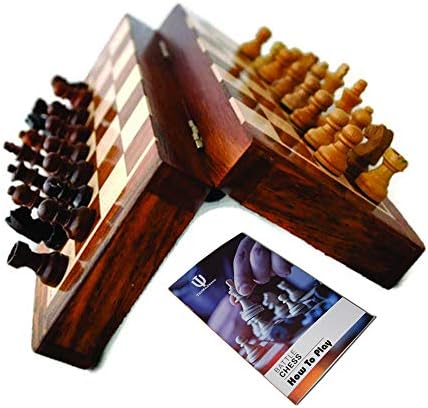 10 x 10 Inch Premium Foldable Magnetic Chess Set with Free Chess Bag and Strategy Guide Book (How to Play Chess)