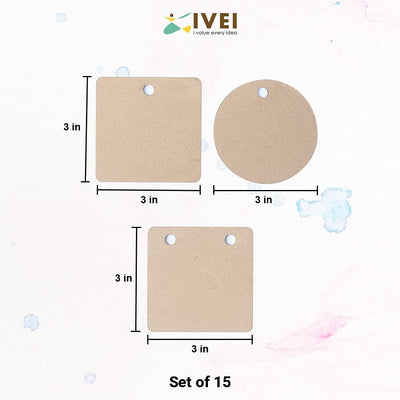 IVEI DIY MDF Shaped Pendants -MDF Cutouts Pendants - Plain, Primer MDF Blanks Pendant Cutouts - for Painting Wooden Sheet Craft, Decoupage, Resin Art Work & Decoration