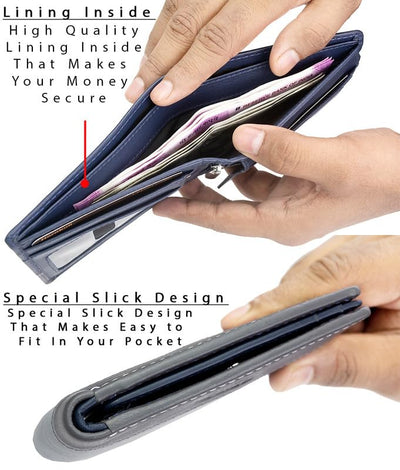 HORNBULL Buttler Navy Wallet for Men | Stylist Mens Wallet with RFID Blocking | Genuine Leather Gift for Mens