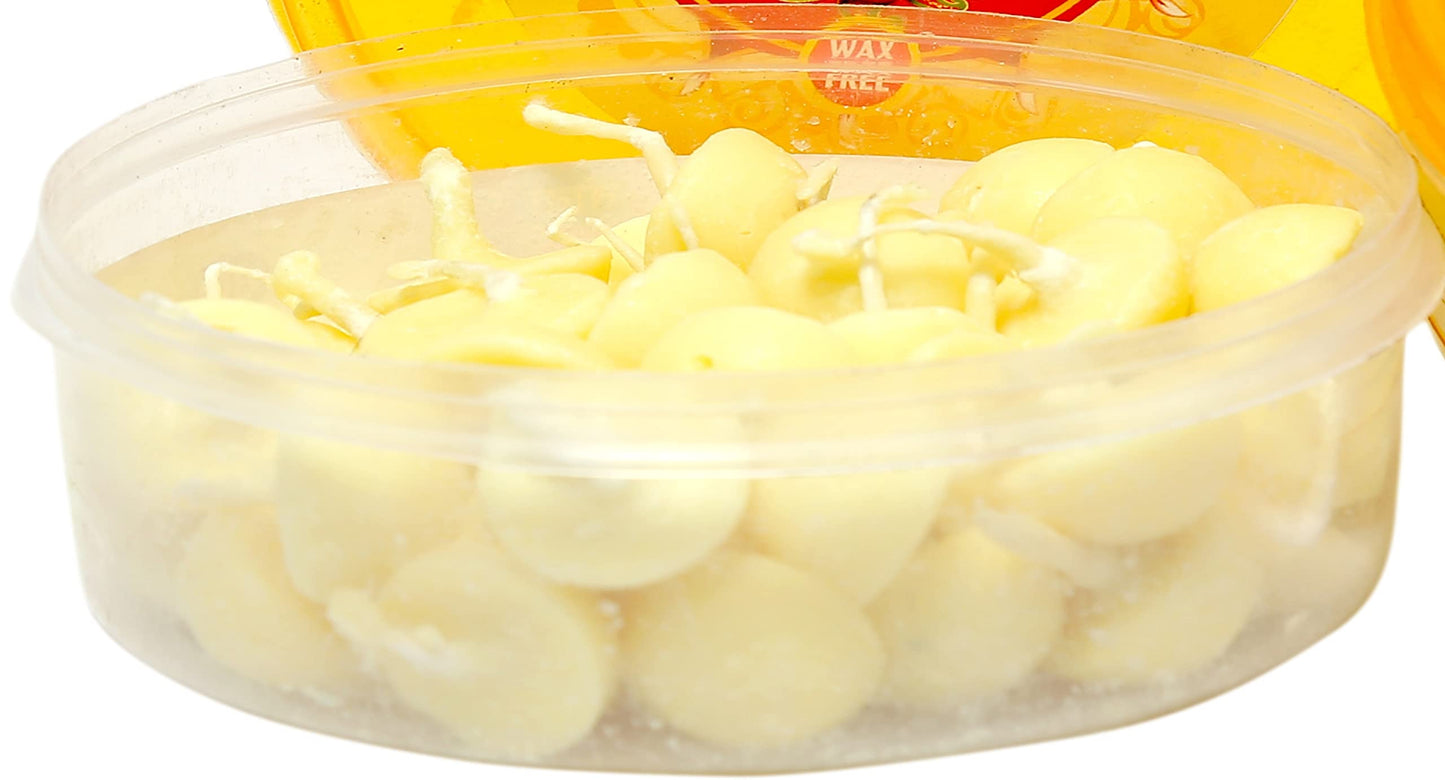 TOTA Wax Free Pure Cow Ghee Diya Cotton Wicks - Yellow | Pack of 1 | 90 Ghee Batti