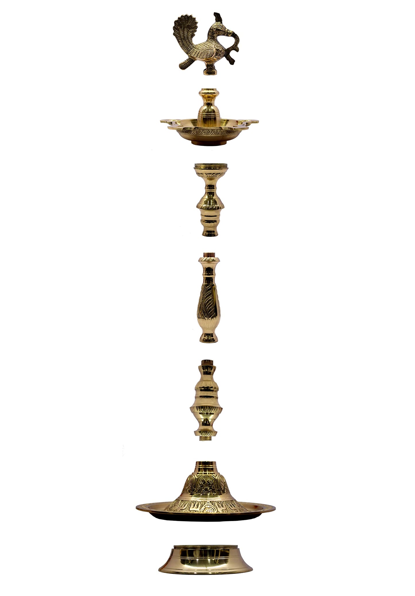 eSplanade Bird Oil Lamp Diya Deepak Deepam Kuthu Vilakku | Lamps for Home and Office | Home Decor | Brass - 30" Inches (Big Size)