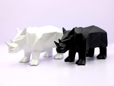 eSplanade Resin Rhino Rhinoceros Sculpture Figurine Showpiece | Decorative Items - Home Decor | Black - 10" Inches Length