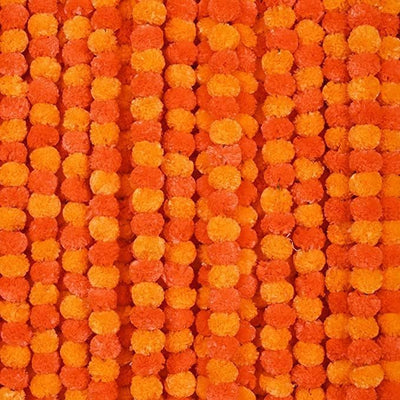 eSplanade Artificial Marigold Flower Garlands for Home Decor - Pack of 5 Strings - Multi-colour- 4 to 4.5 Feet Length