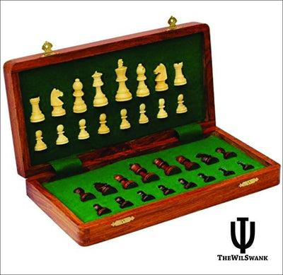 10 x 10 Inch Premium Foldable Magnetic Chess Set with Free Chess Bag and Strategy Guide Book (How to Play Chess)