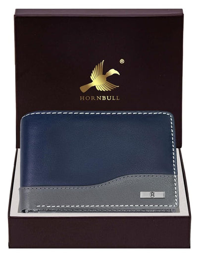 HORNBULL Buttler Navy Wallet for Men | Stylist Mens Wallet with RFID Blocking | Genuine Leather Gift for Mens