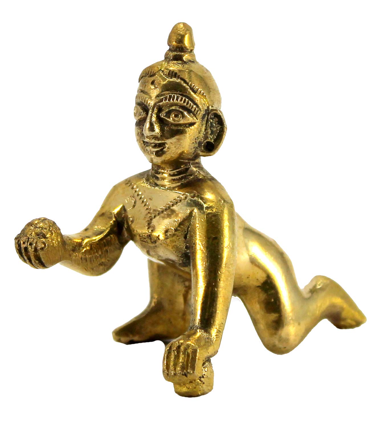 StonKraft - Lord Krishna Kishan Kanha with Kamdhenu Cow Murti Idol Statue Sculpture - Brass - 8" & 9" - Multicolor