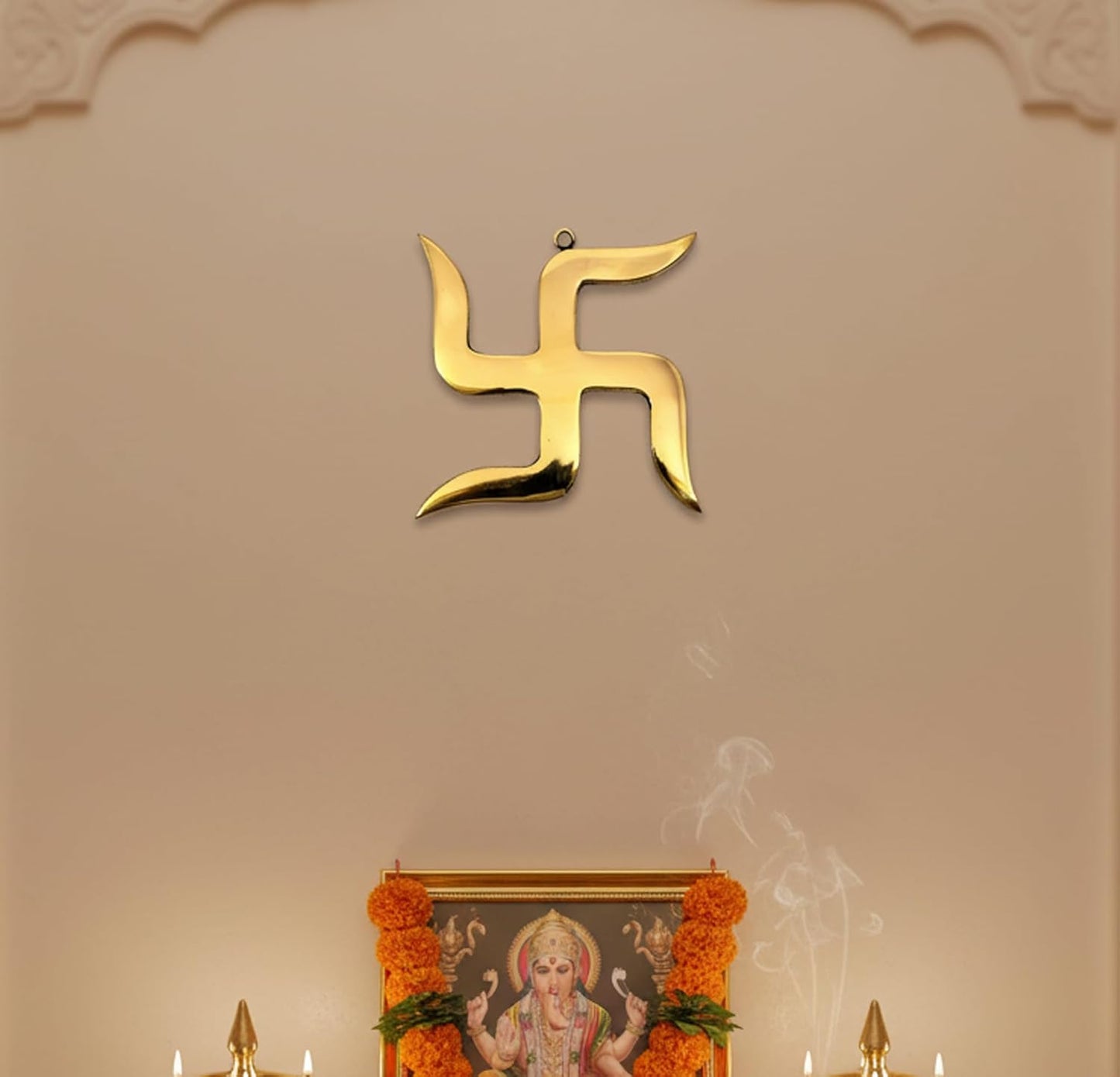 eSplanade Brass Swastik Sathiya Wall Hanging Yantra - 5.5" inches | Vastu | Fengshui | Goodluck, Auspicious, Religious symbols | Pooja Idols | Home Decor