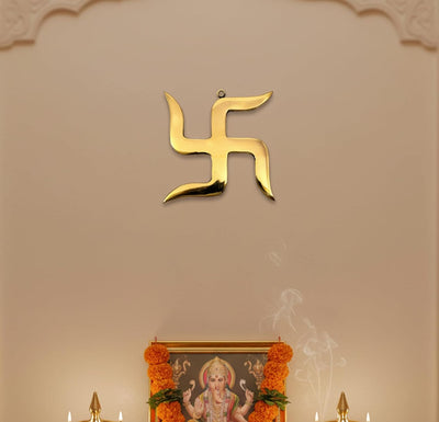 eSplanade Brass Swastik Sathiya Wall Hanging Yantra - 5.5" inches | Vastu | Fengshui | Goodluck, Auspicious, Religious symbols | Pooja Idols | Home Decor
