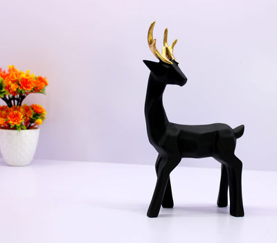 eSplanade Deer/Antelope Pair - Sculpture Showpiece | Decorative Items - Home Decor | Brass - 8" & 7.5" Inches - Brown, Black