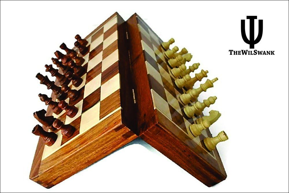 10 x 10 Inch Premium Foldable Magnetic Chess Set with Free Chess Bag and Strategy Guide Book (How to Play Chess)