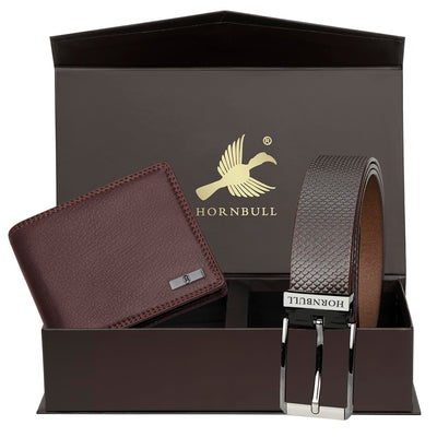 HORNBULL Men's Brown Wallet and Belt Combo | Valentine's Day Gift Set for Men | Mens Leather Wallet | Wallets Men Leather BW69187