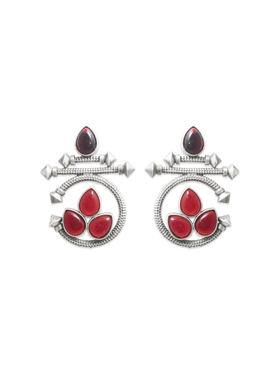 Binnis wardrobe contemporary red ruby stone kundan beautiful round shaped drop earring