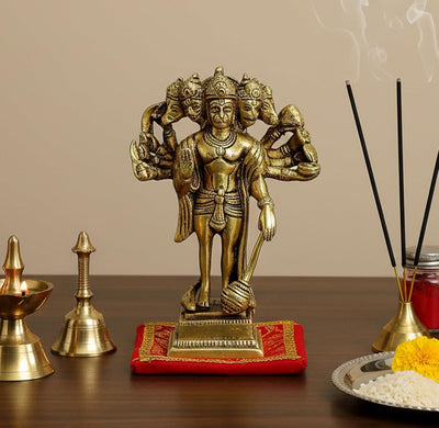 ESPLANADE Brass Panchmukhi Hanuman Anjaneya Pavan Putra Bajrangbali Idol Murti Moorti Statue (6.5 Inch)