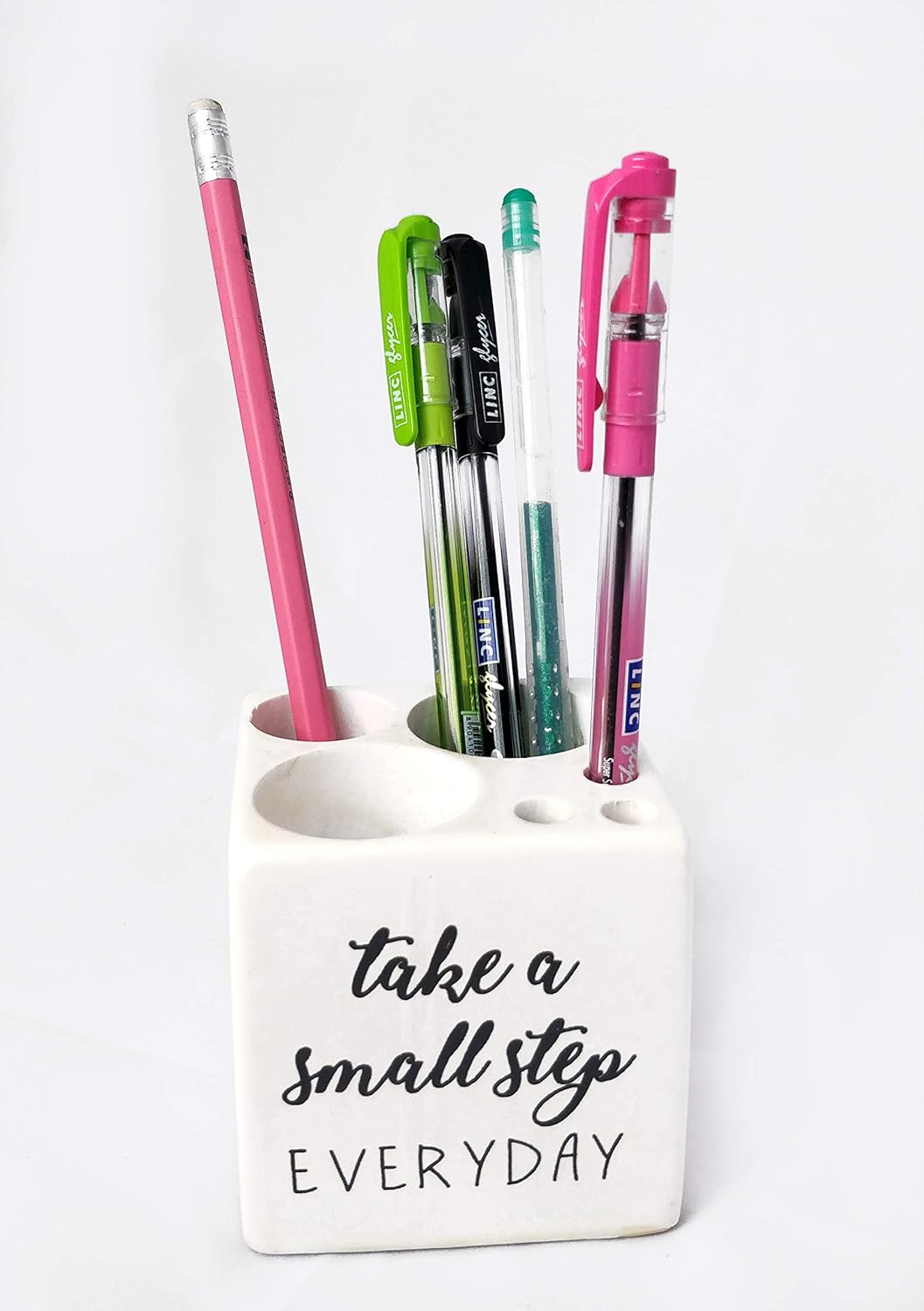 IVEI Sleek Pine Wood Rectangular Pen Stand for Father - Pen/Pencil Holder - Minimalistic Office Desk Organizer with Quote - Wooden Stationery Holder for Office and Study Table - Unique Budget Gifts