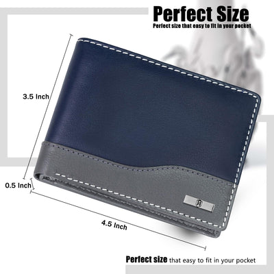 HORNBULL Buttler Navy Wallet for Men | Stylist Mens Wallet with RFID Blocking | Genuine Leather Gift for Mens