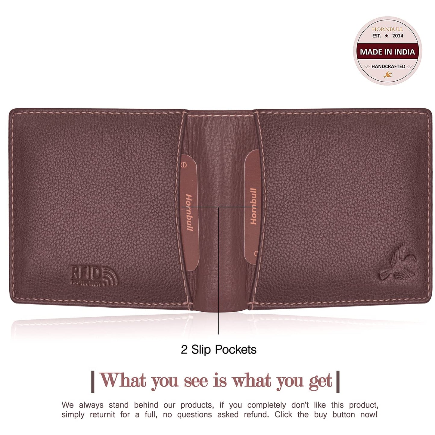 HORNBULL Themes Brown Mens Leather Wallet, Keyring & Pen Combo Gift Set for Men | Valentine's Day Branded Gift Hamper for Men