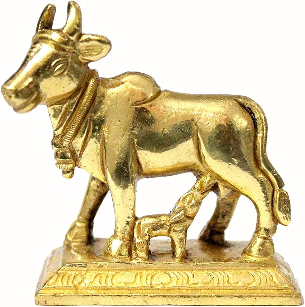 StonKraft Brass Kamdhenu Kamadhenu Idol Murti Statue 2.5 & 6.5"