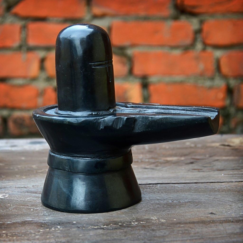 StonKraft Marble Shiva Lingam Shiv Ling Idol Murti Statue Adiyogi (Black Lingam)