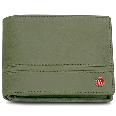 HORNBULL Denial Olive Green Genuine Leather Wallet for Men | Leather Mens Wallet with RFID Blocking | Valentine's Day Gift Wallet for Men