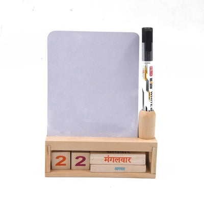 IVEI Wooden Endless Desk Calendar with White Board | Motivational Quote | Without Quote