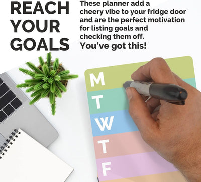 XOXOMags Mini Fridge Magnet Write-Erase Planner Board - for Daily and Weekly Tasks, Meal Planner, Organizer, Shopping Checklists for Home and Office (Rainbow Week)