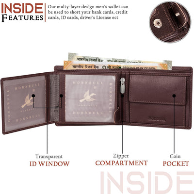 HORNBULL Men's Brown Wallet and Belt Combo | Valentine's Day Gift Set for Men | Mens Leather Wallet | Wallets Men Leather BW69187
