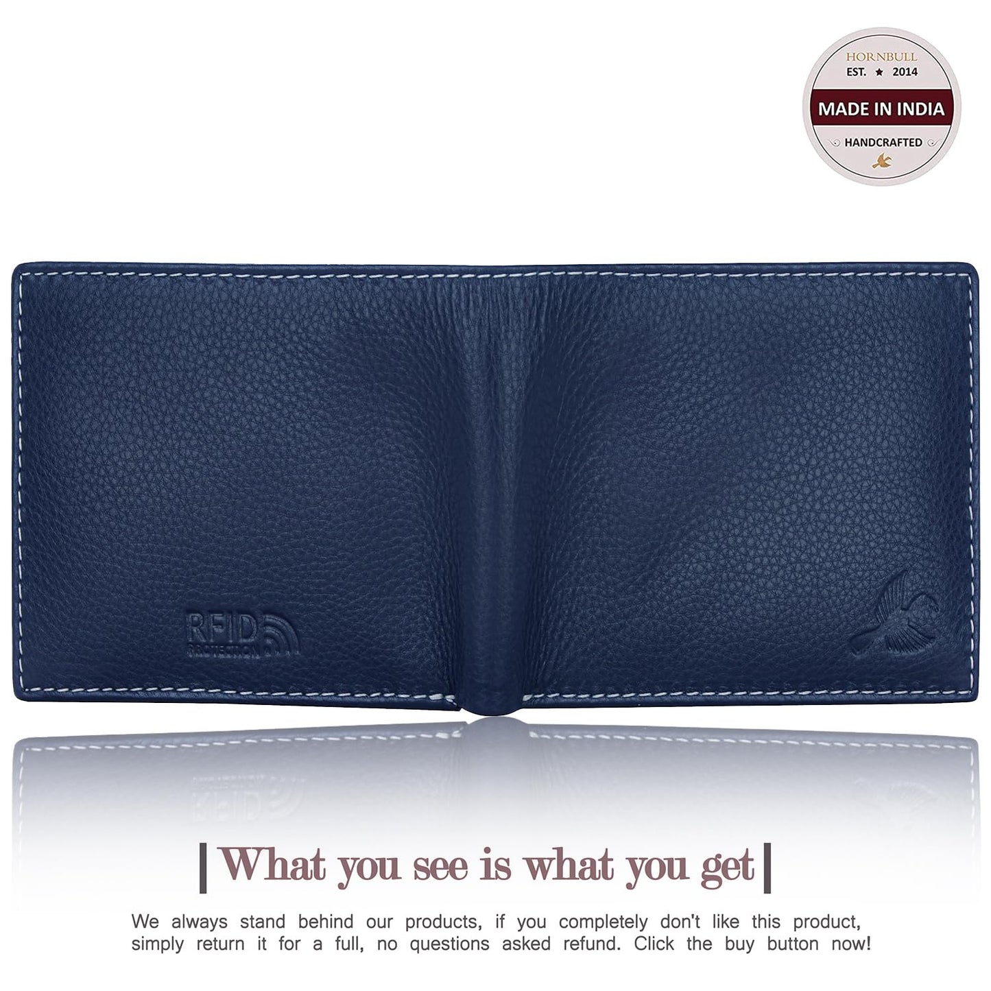 HORNBULL Maddison Mens Navy Genuine Leather Wallet | Elegant and Stylist Wallet with RFID Blocking | Gift Wallets for Men