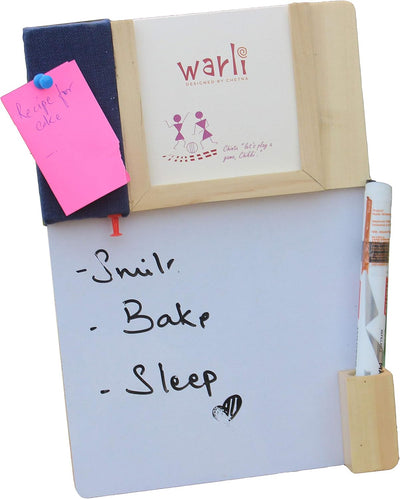 IVEI Warli Calendar with Pin Board & White Board - Magnet Board Calendar for Fridge - Utility Desk Calendar Dry Erase Board - Mini Calendar Fridge Magnet with Whiteboard & Pinboard - Brown, Green, Wine, Yellow, Blue