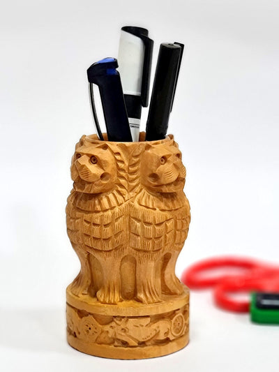 eSplanade Wooden Ashok Stambh/Ashoka Stambh (Stoop) Pillar | National Emblem India Memento Statue Showpiece - Gift for Home Decorative, Office, Table Decoration