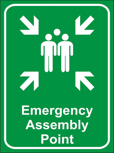 eSplanade Emergency Assembly Point Sign Sticker Decal - Easy to Mount Weather Resistant Long Lasting Ink (Size 12"x9")