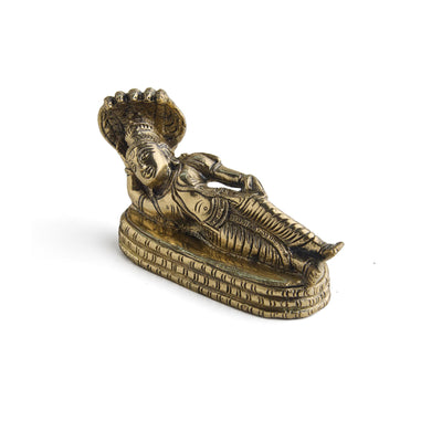 ESPLANADE Brass Vishnu Murti Resting on Sheshnag, Padmanabhaswamy Narayan God Idol, Handmade Heavy Brass Statue, Pooja Mandir Idol, Gift for Home Décor