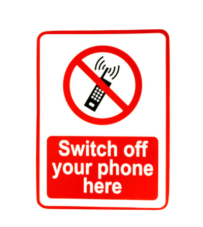 eSplanade Switch Off Your Phone/Mobile | No Mobile Allowed Sign Sticker Decal - Easy to Mount Weather Resistant Long Lasting Ink (Size -7.5"x5.5")