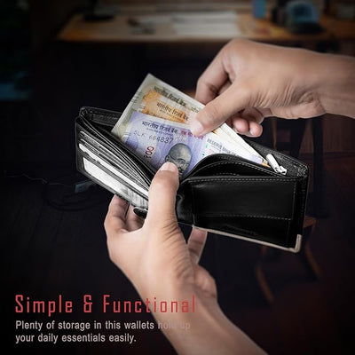 HORNBULL Jackson Leather Wallet for Men | Genuine Leather Wallet with RFID Blocking | Wallets for Boys | Mens Gift Wallet Black Nappa