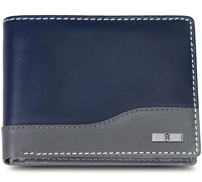 HORNBULL Buttler Navy Wallet for Men | Stylist Mens Wallet with RFID Blocking | Genuine Leather Gift for Mens