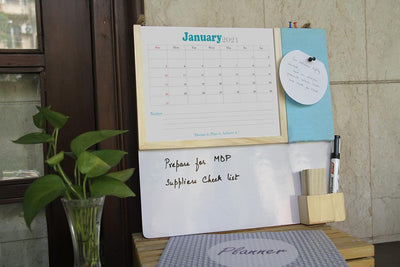 IVEI Planner Combination Board - Blue- pin Board and whiteboard Combination Board with Planner - Dry Erase Board - Bulletin Board - Innovative Organizer- Office and Home