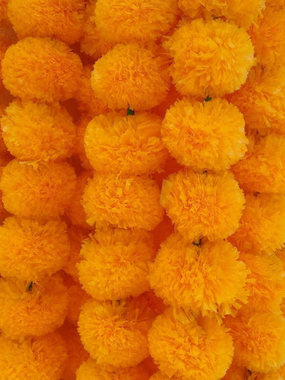 eSplanade Artificial Marigold Flower Garlands for Home Decor - Pack of 5 Strings - Multi-colour- 4 to 4.5 Feet Length