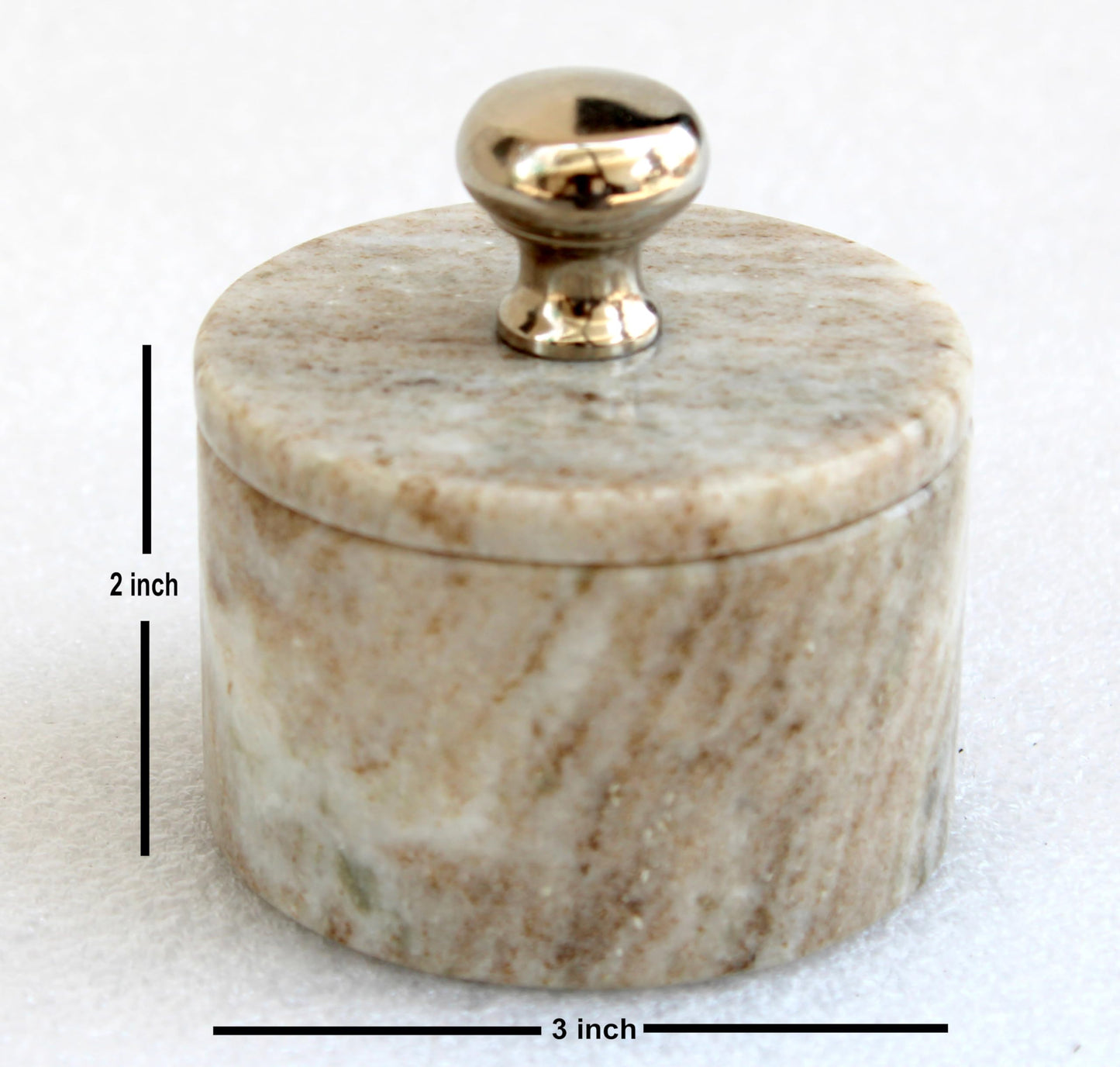 KLEO Marble Salt and Spice Holder with Lid | Small Container | Stone Salt Box/Canister for Kitchen and Dining | Saunf Holder (Beige)