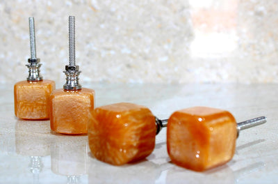 eSplanade Cupboard Drawer Door Acrylic Knobs - Set of 4 | Drawer Handles Cupboard Pulls Almirah Hooks | Acrylic Plastic - Diameter 4 cms (Orange)