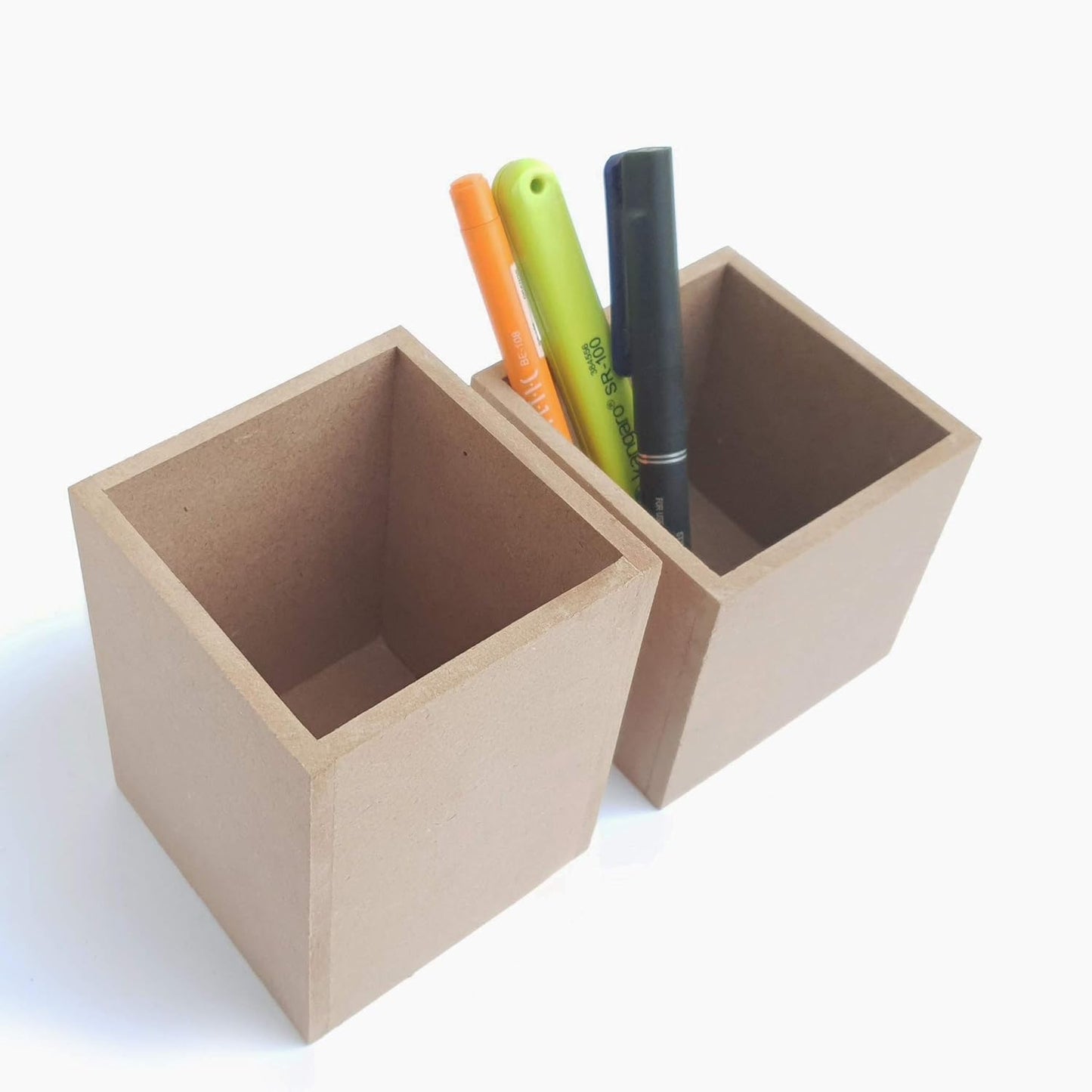 IVEI DIY MDF Stationery Holder Wood Sheet Craft - Plain MDF Cutouts Pen-Pencil Stationery Stand Desktop Organizer - Set of 2 for Painting Wooden Sheet Craft, Decoupage, Resin Art Work & Decoration
