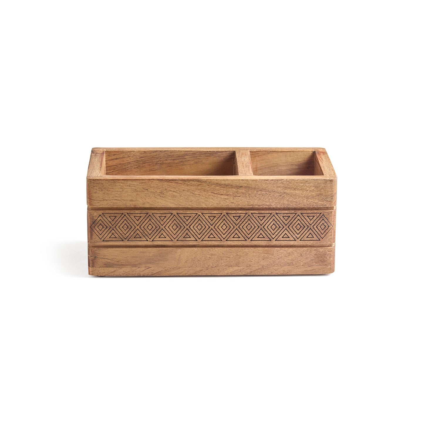 KLEO Wooden Organizer Stand Caddy - Mango Wood Cutlery Holder, Tableware Storage Box for Kitchen, Dining Table | Spoon, Knife, Fork, Chopstick, Spices Organizer | Pen Stand & Stationery Box